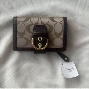 Vintage Coach brown monogram leather wallet with gold hardware - NWT, Y2K